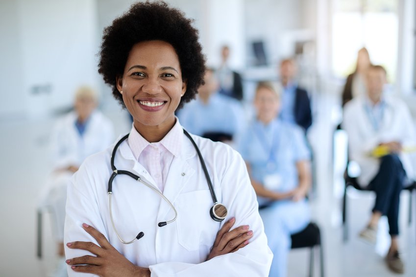 A doctor standing in a healthcare setting